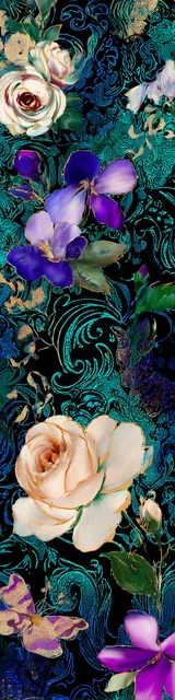 Free flower bookmark featuring a turquoise floral background